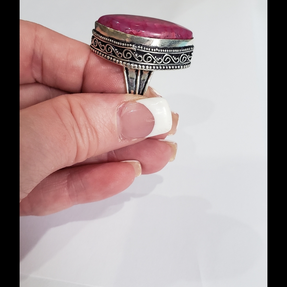 Handmade Pink Rhodonite 925 silver  ring. New never worn. - Picture 11 of 16
